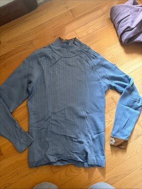 Women’s Ribbed Mock Neck Sweater - Blue